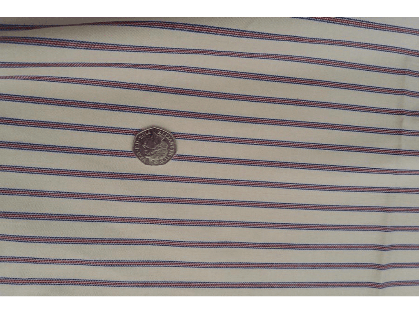 Vintage Style Ticking Stripe, Twill Cotton Lining / Shirting Fabric - Red & Blue Stripes