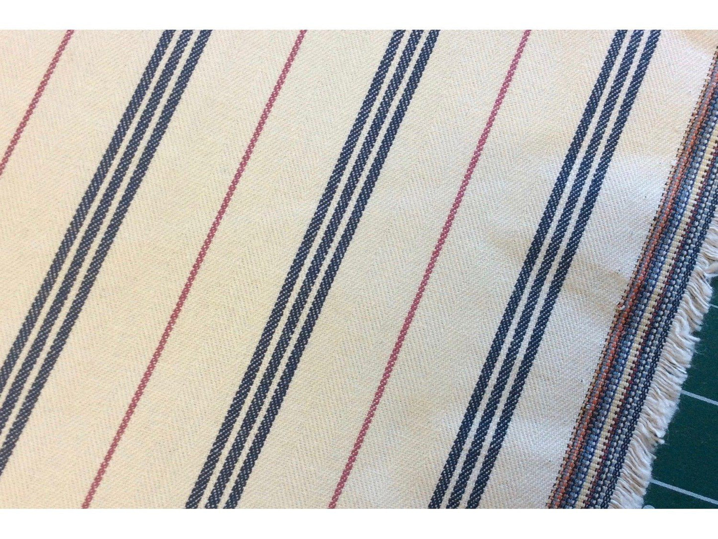 Vintage Style Ticking Stripe, Twill Cotton Lining / Shirting Fabric - THICK BLUE STRIPE