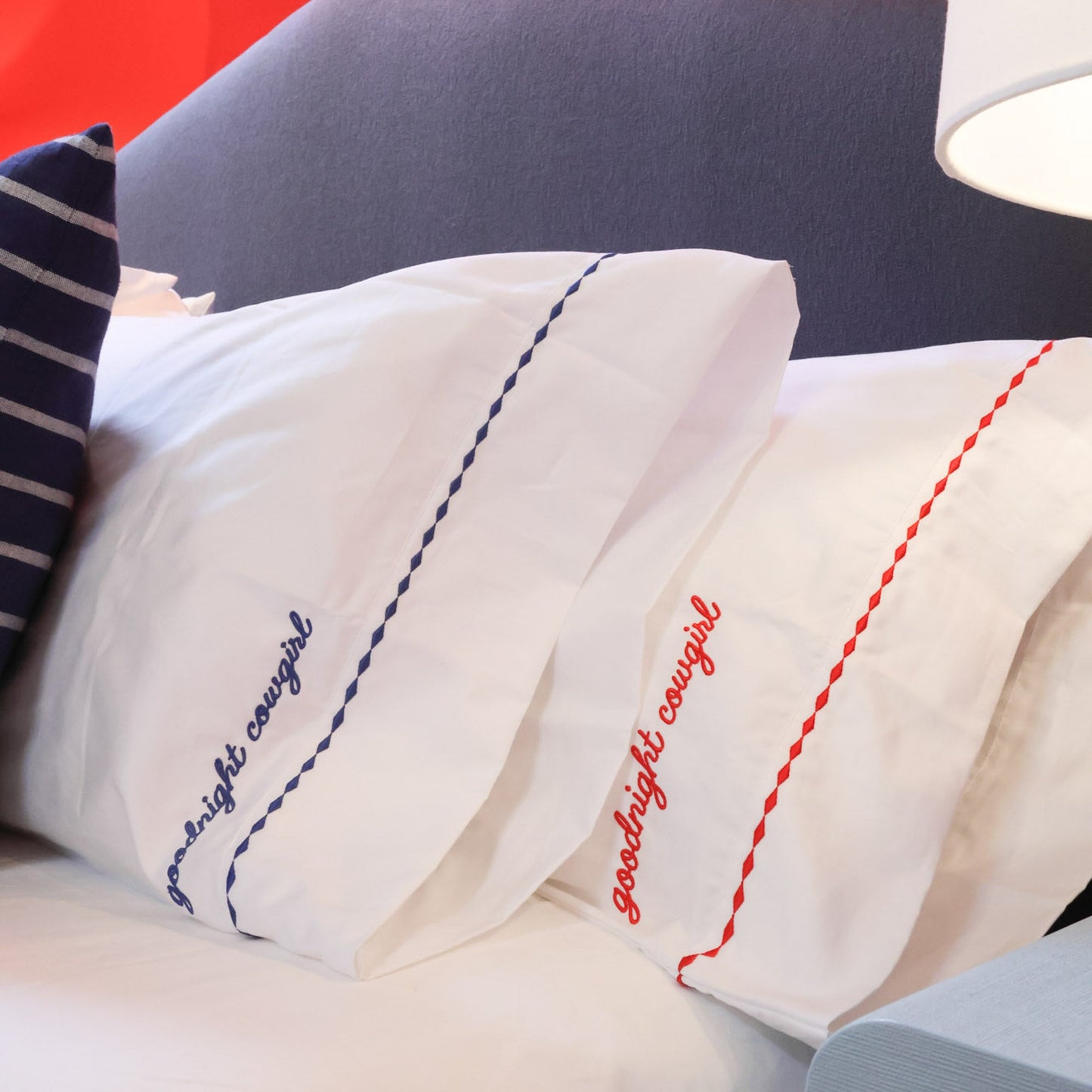 Goodnight Cowgirl Pillowcase in Navy - Queen