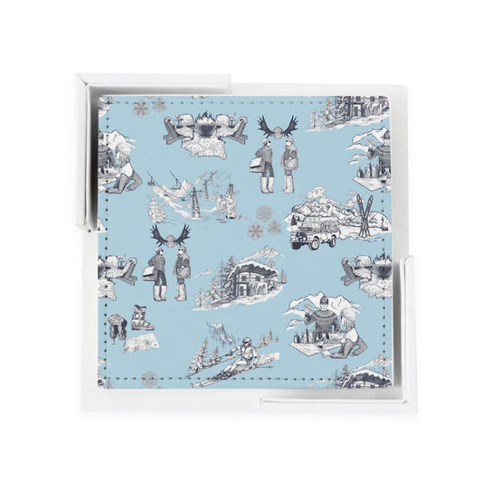 Apr√®s Ski Toile Coaster Set Light Blue Navy